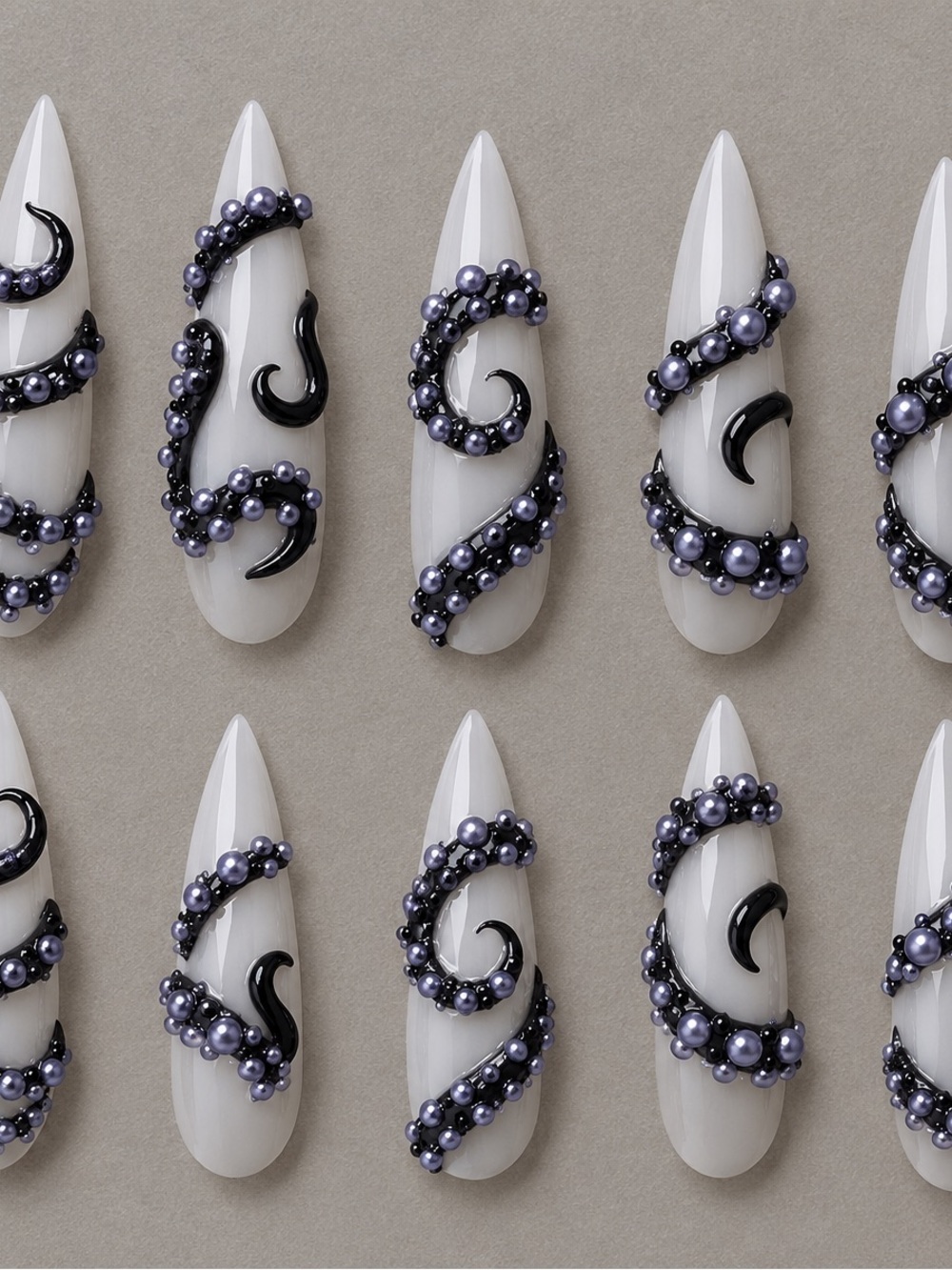 Elegant Pearl-Embellished White Stiletto Women's Shoes